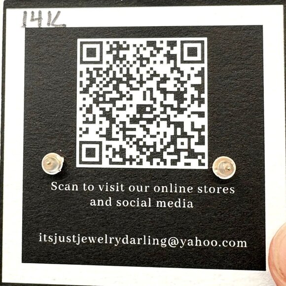 Womens Earrings 14K Yellow Gold Diamond Heart Pierced Gift Idea for Her Estate - Picture 4 of 4